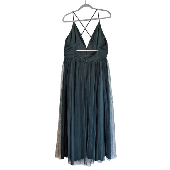 Lulus Rare Beauty Green Tulle Backless Maxi Size Large - Christmas Party Dress - Picture 8 of 10